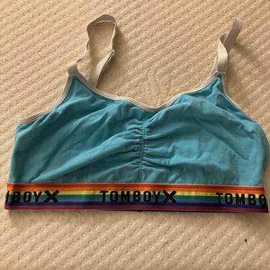 TomboyX Ruched Bralette - Island Blue Rainbow - XL